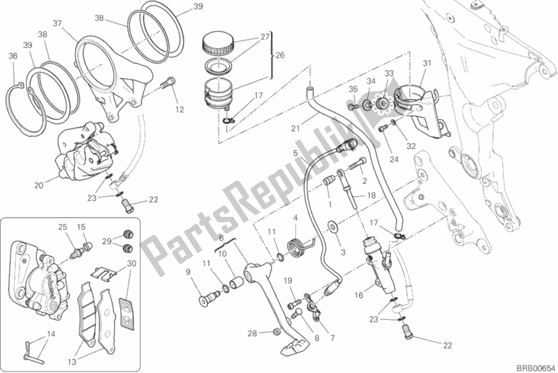 Todas las partes para Sistema De Frenado Trasero de Ducati Multistrada 1260 Touring USA 2020